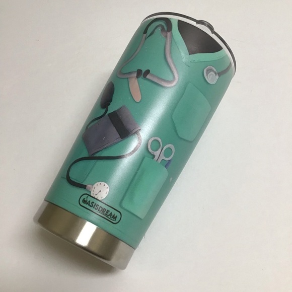 Nurse Travel Mug Tumbler Coffee Cup Lid Double Wall Vacuum 20 oz Aqua Stainless - Picture 2 of 16